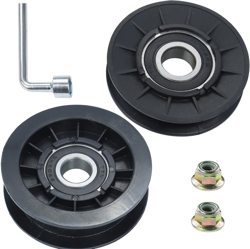 POSFLAG GX20286 V Idler Pulley with GX20287 Idler Pulley Replaces John Deere Pulley GX20286 Pulley, John Deere GX20287 Idler Pulley, 690409MA Pulley, 1760097 for John Deere D140, D155, L130 Tractors - Image 1